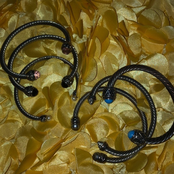 Jewelry - 6 METAL BANGLES WITH STONES